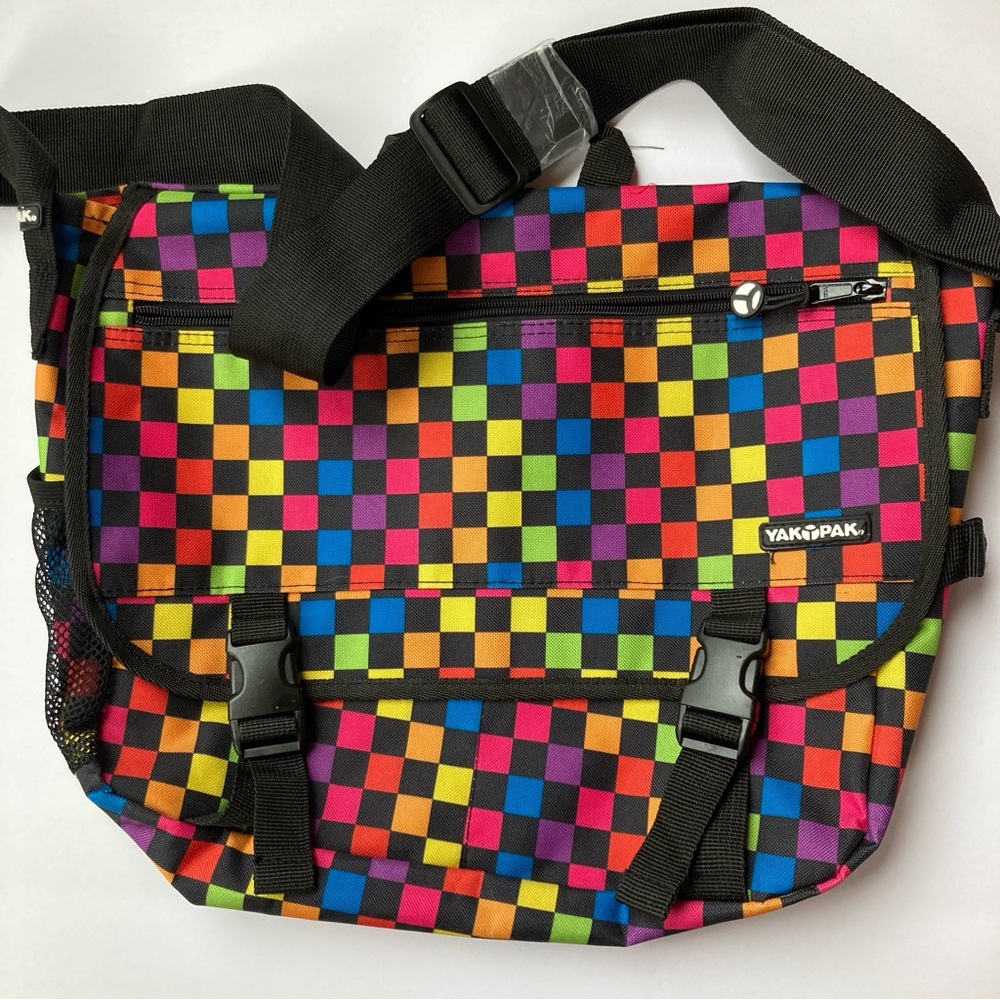 Yak Pak Multicolor Checkered Bag. Commuter, Messenger Bag Large